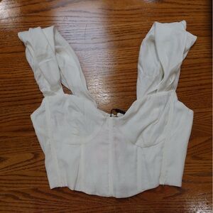 White linen Off The Shoulder crop top